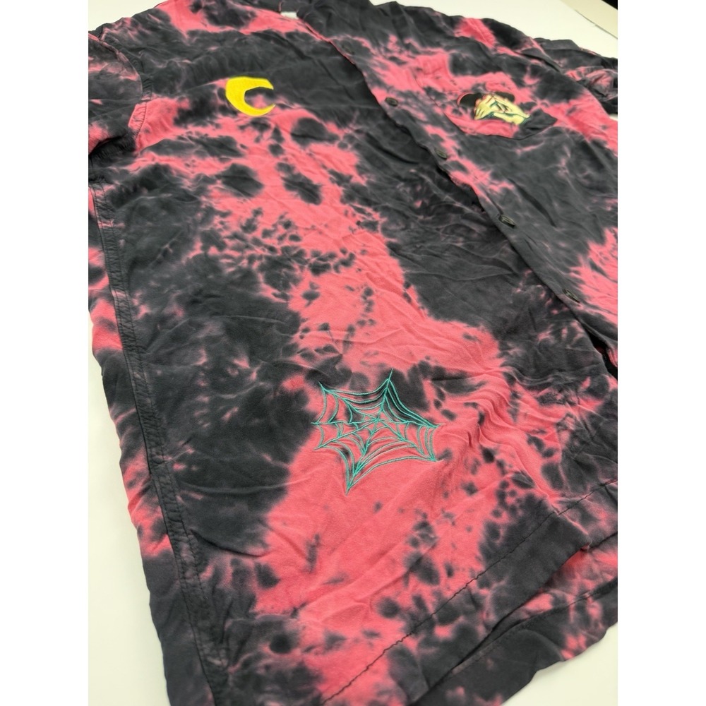 Disney Mickey Mouse Tie Dye Button Up Shirt Pink Black Size Large - Picture 5 of 12